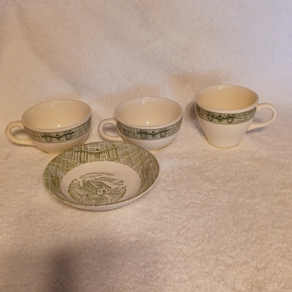 Colonial Homestead replacement cups and berry bowl vintage dishes